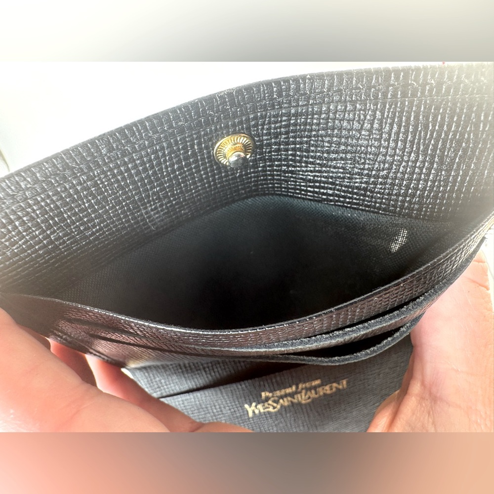 YSL Wallet Yves Saint Laurent Black Clutch 80s GWP Authentic Vintage YSL Wallet - Picture 8 of 13